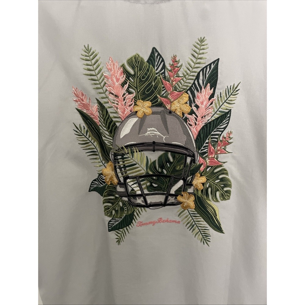 Tommy Bahama Buffalo Bills NFL Coconut Point Grey Camp Shirt Mens Medium Floral - Picture 5 of 9